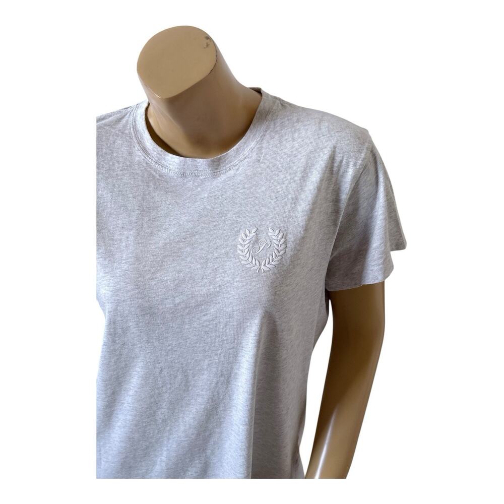 PINK Gray Cotton Crewneck T-Shirt White Logo Back Graphic Size XS - Picture 5 of 8